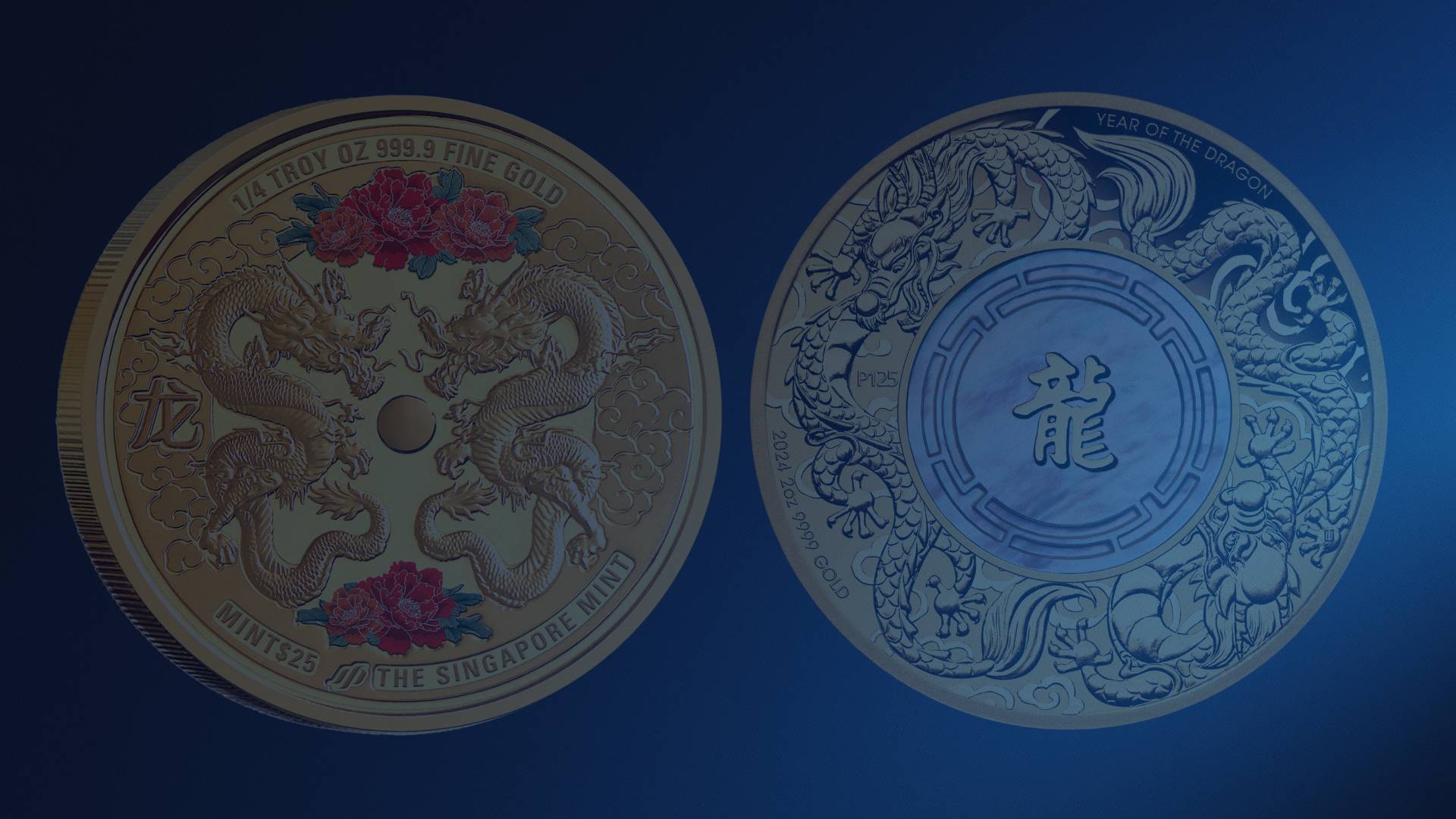 Heritage Straits Coins banner featuring two coins with intricate designs on a blue background