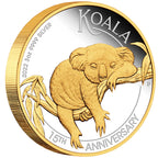 Gold and silver coin featuring a koala with 'Koala' and '15th Anniversary' text.