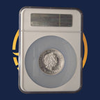 Perth Mint silver coin in a protective NGC graded case on a dark blue background