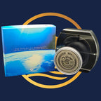 Perth Mint 2002 Evolution of Time silver coin and blue shipper on a dark blue background