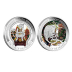 2016 Lunar Good Fortune Silver Two-Coin Set from The Perth Mint, two coins from 2016, one titled 'Wealth' and the other 'Wisdom', featuring images of a monkey and a temple.