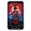 2026 Stranger Things Season Two one-ounce silver coloured rectangular coin from The Perth Mint, with 'Stranger Things' design featuring characters and logo.
