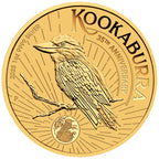 Kookaburra coin with bird illustration on a white background