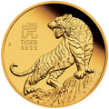 Gold coin featuring a tiger design with 'Tiger 2022' text on a white background