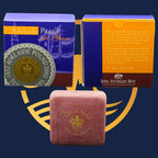 Royal Australian Mint 2002 Adelaide Pound coin set with packaging and velvet box on a blue background