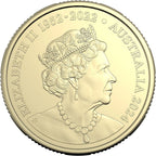 Coin with a profile of a monarch and text 'Elizabeth II 1952-2022 Australia 2024'.