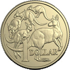 Coin with kangaroo design and 'Dollar' text on a white background