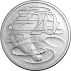 Silver coin with the number 20 on a white background