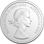 Silver coin with a profile of a woman and text 'Elizabeth II 1952-2022 Australia 2024' on a white background