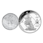 Royal Australian Mint 2006 two silver coin reverses with a ship and a map design on a white background
