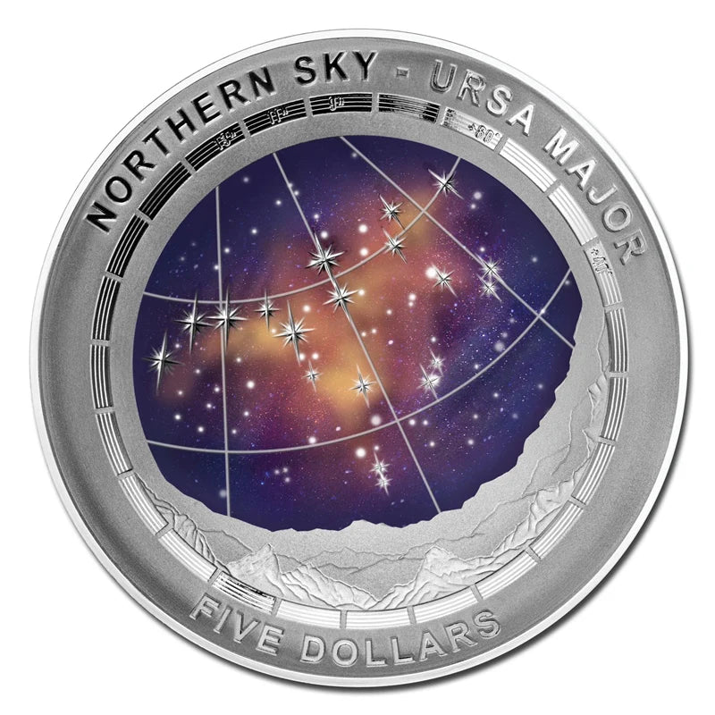 Silver coin featuring a star map of Ursa Major constellation with 'Northern Sky' and 'Ursa Major' text.