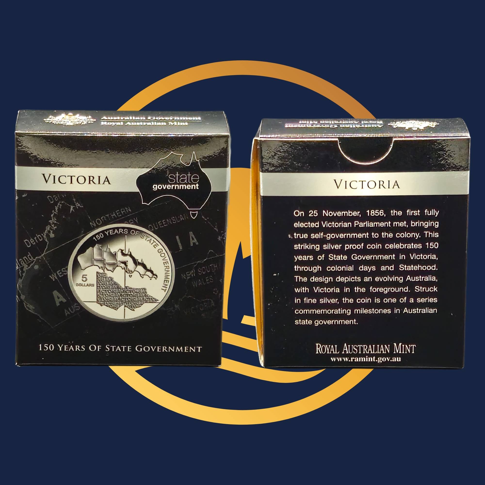 Royal Australian Mint 2006 silver coin in a 'Victoria' packaging with text on a blue background