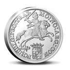 2022 official restrike "Silver Rider" two-ounce silver coin from the Royal Dutch Mint with a horse and rider design on a white background