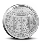 2024 official restrike "Scheepjesschelling" two-ounce silver coin from the Royal Dutch Mint obverse with intricate design and text on a white background